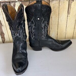 Tony Lama Black Ankle Boots with Classic Western Stitching